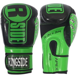 Ringside Apex Flash Sparring Gloves, Imf-Tech Boxing Gloves With Secure Wrist Support, Synthetic Boxing Gloves For Men And Women, Black And Green, 14 Oz