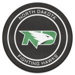 Fanmats 11814 North Dakota Fighting Hawks Hockey Puck Shaped Rug - 27In. Diameter Hockey Puck Design Sports Fan Accent Rug