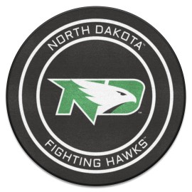 Fanmats 11814 North Dakota Fighting Hawks Hockey Puck Shaped Rug - 27In. Diameter Hockey Puck Design Sports Fan Accent Rug