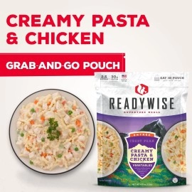 ReadyWise Outdoor Creamy Pasta & Chicken, Freeze-Dried Backpacking and Camping Meals, Tasty Meals and Snacks for Hiking, Backpacking, or Emergency Preparedness, Pack of 1