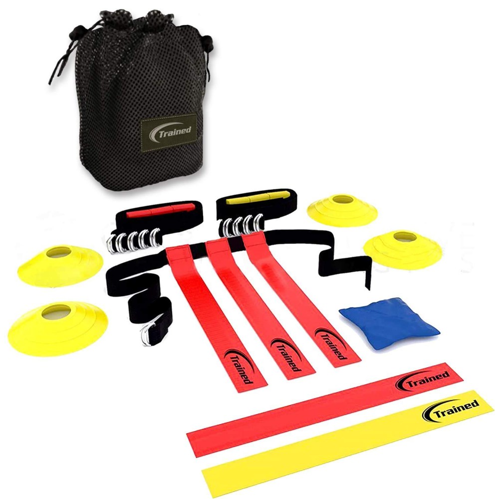 Trained Flag Football Set,10 Man Set,Premium Football Gear, Massive 46 Piece Set, Flags, Belts, Cones, & More, Bonus: Stylish Carry Bag & Flag Football Playbook (Ebook)