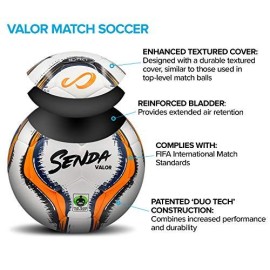 Senda Valor Duotech Match Soccer Ball, Fair Trade Certified, Nfhs Approved, Orange/Navy Blue, Size 5 (Ages 13 & Up)