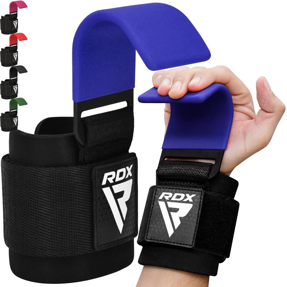 Rdx Weight Lifting Hooks Straps Pair, Non-Slip Rubber Coated Grip, 8Mm Neoprene Padded Wrist Wrap Support Powerlifting Deadlift Pull Up Fitness Strength Training, Gym Bodybuilding Workout, Men Women