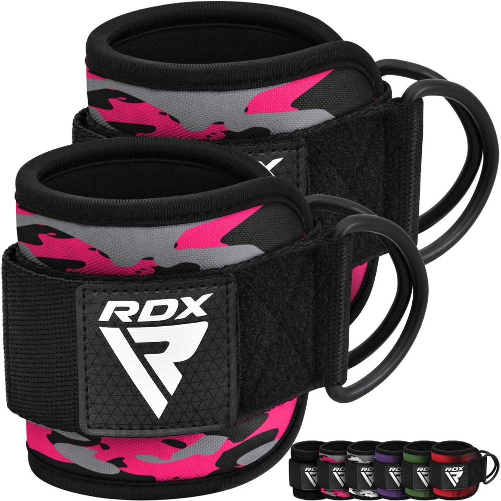 Rdx Ankle Straps For Cable Machines Resistance Bands Attachment, 7Mm Neoprene Padded 10Ax4A, Gym Wrist Cuff Women Men Home Fitness, Weight Lifting D-Ring Booty Leg Workout Curls Kickbacks Hip Abductor