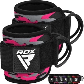 Rdx Ankle Straps For Cable Machines Resistance Bands Attachment, 7Mm Neoprene Padded 10Ax4A, Gym Wrist Cuff Women Men Home Fitness, Weight Lifting D-Ring Booty Leg Workout Curls Kickbacks Hip Abductor