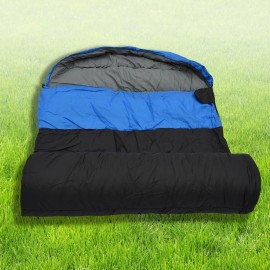 BenefitUSA Blue Hooded Sleeping Bag Outdoor Camping or Indoor Sleep with Carry Bag