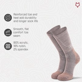 Foxriver Steel Toe Crew Cut Work Socks For Men And Women 2 Pack Heavyweight Boot Socks With Moisture Wicking Fabric - Grey - Large, (6510)