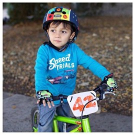 ZippyRooz Toddler & Little Kids Bike Gloves for Balance and Pedal Bicycles for Ages 1-8 Years Old. Eight Designs for Boys & Girls (Monsters, Little Kids Medium (3-4))
