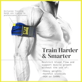 BFR BANDS PRO Blood Flow Restriction Bands for Arms, Legs & Glutes Occlusion Training, Help Gain Muscle Without Heavy Weight Lifting, Quick-Release Strong Elastic Strap for Men & Women