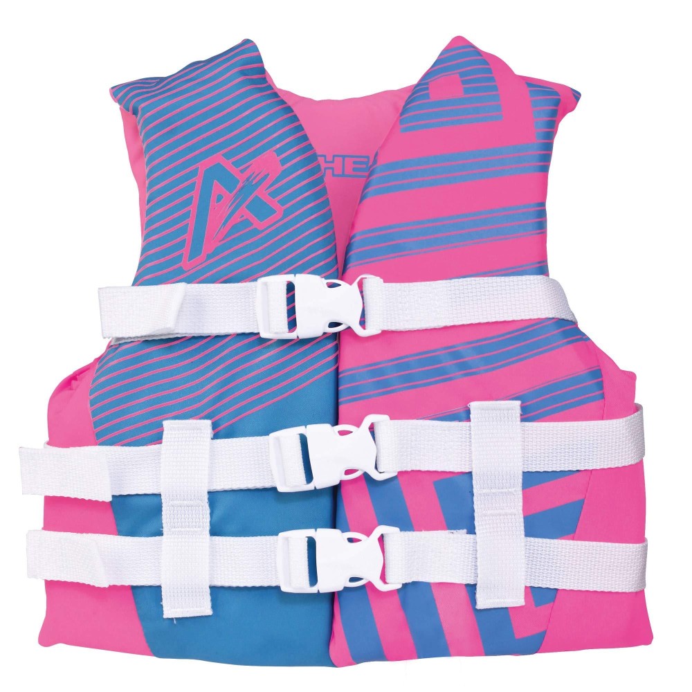 Airhead Youth Trend Life Jacket, Coast Guard Approved, Hot Pink/Sky Blue