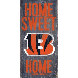 Cincinnati Bengals Official NFL 14.5 inch x 9.5 inch Wood Sign Home Sweet Home by Fan Creations 048357