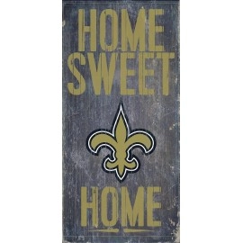 New Orleans Saints Official NFL 14.5 inch x 9.5 inch Wood Sign Home Sweet Home by Fan Creations 048487
