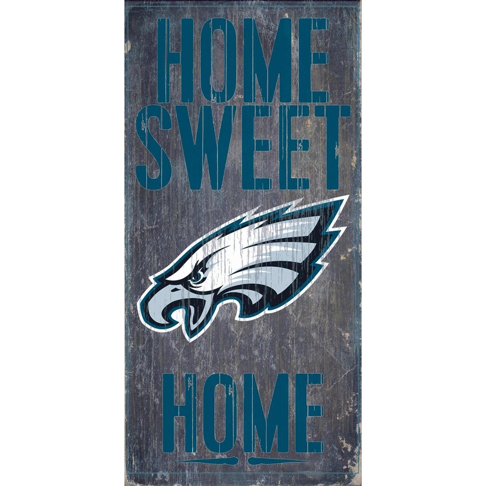 Philadelphia Eagles Official NFL 14.5 inch x 9.5 inch Wood Sign Home Sweet Home by Fan Creations 048524