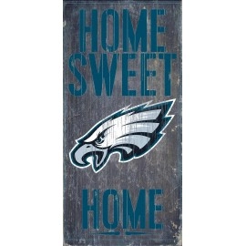 Philadelphia Eagles Official NFL 14.5 inch x 9.5 inch Wood Sign Home Sweet Home by Fan Creations 048524