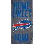 Buffalo Bills Official NFL 14.5 inch x 9.5 inch Wood Sign Home Sweet Home by Fan Creations 048326,Gray/Blue/White