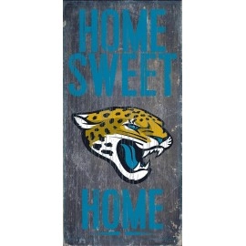 Jacksonville Jaguars Official NFL 14.5 inch x 9.5 inch Wood Sign Home Sweet Home by Fan Creations 048432
