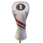 Majek Retro Golf Headcover White Red And Black Vintage Leather Style 1 Driver Head Cover Fits 460Cc Drivers