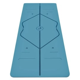 Liforme Travel Yoga Mat - Free Yoga Bag Included - Patented Alignment System, Warrior-Like Grip, Non-Slip, Eco-Friendly And Biodegradable, Ultra-Lightweight, Sweat Resistant, Long, Wide And Thick - Blue