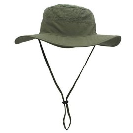 Home Prefer Unisex Daily Outdoor Sun Hat Camouflage Mesh Bucket Hat Wide Brim Boonie Fishing Hats Army Green