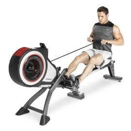 Marcy Foldable Turbine Rowing Machine Rower with 8 Resistance Setting and Transport Wheels NS-6050RE, Gray