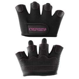 Contraband Pink Label 5537 Womens Micro Weight Lifting Gloves W/Grip-Lock Silicone Padding (Pair) - Minimalist Half Gloves - Apple Watch Friendly (Black, Medium)