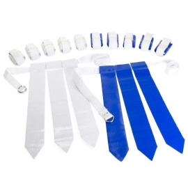 Wyzworks 12 Player Adjustable Flag Football Set, 3 Flags Per Belt, Hook And Loop Fastener, Nylon Belt W/Double D-Ring Closure, 18 Blue And 18 White Flags For Adults And Youth, 36 Flags Total