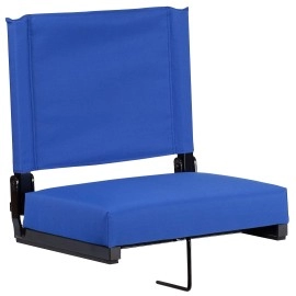 Flash Furniture Grandstand Comfort Seats by Flash - Blue Stadium Chair - 500 lb. Rated Folding Chair - Carry Handle - Ultra-Padded Seat