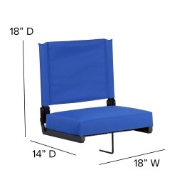 Flash Furniture Grandstand Comfort Seats by Flash - Blue Stadium Chair - 500 lb. Rated Folding Chair - Carry Handle - Ultra-Padded Seat