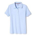 French Toast Girls Short Sleeve Picot Collar (Standard Plus) Polo Shirt, Light Blue, 10 12 Us