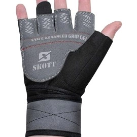 skott 2020 Evo 2 Weightlifting Gloves with Integrated Wrist Wrap Support-Double Stitching for Extra Durability-Get Ripped with The Best Body Building Fitness and Exercise Accessories (XX-Large)
