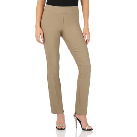Rekucci Womens Ease Into Comfort Straight Leg Pant With Tummy Control (2, Oatmeal)