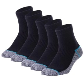 Kodal Copper Infused Athletic Sports Quarter Socks Odor Free No Stink for Mens Womens (5 Pairs, Size6-10)