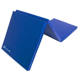 Prosourcefit Tri-Fold Folding Thick Exercise Mat 6X2 With Carrying Handles For Mma, Gymnastics Core Workouts, Blue