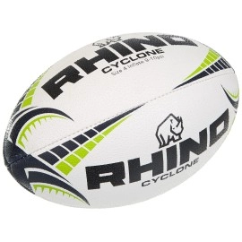 Rhino Cyclone Rugby Ball, White, Size 3