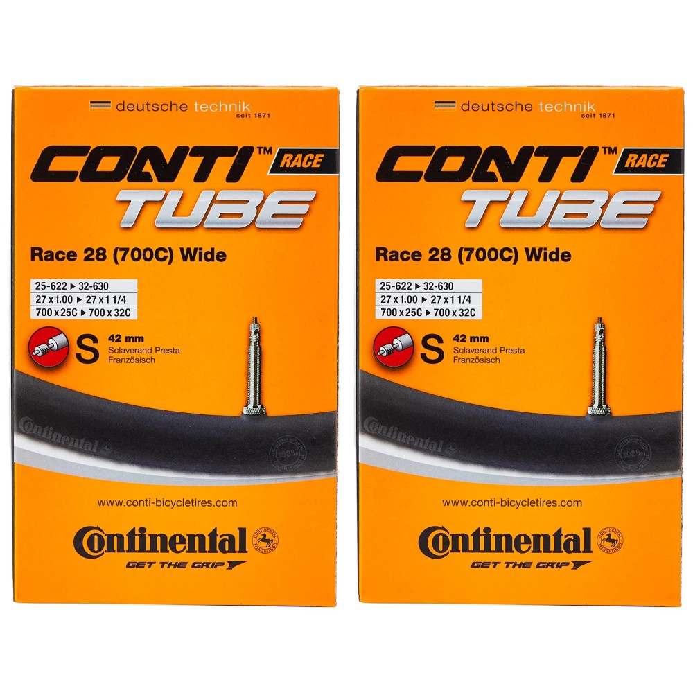 Continental Unisexs Race Tube Wide 28 Inner, Black, 25-622->32-630] Pack Of 2