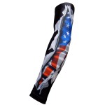 Sportsfarm New Moisture Wicking Compression Arm Sleeve (Black Us Flag Ripping Through, Youth Large)