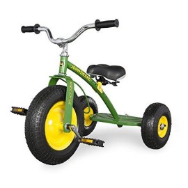 John Deere Heavy Duty Ride On Toys Mighty Trike Tricycle With Basket For Kids Aged 3 Years And Up, Green/Yellow