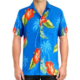 La Leela Mens Holiday Tropical Party Aloha Shirts Short Sleeve Button Down Beach Hawaiian Shirt For Men Xl Vivid, Floral