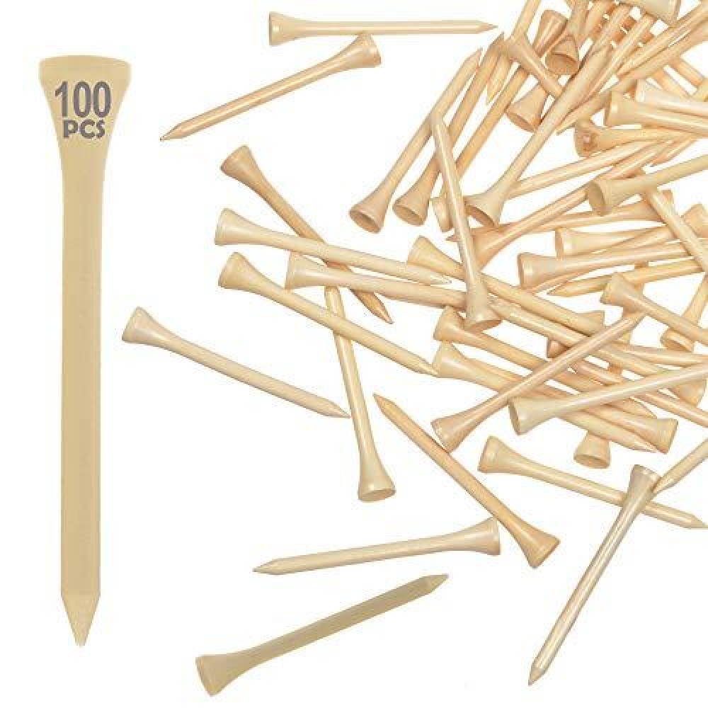 Cosmos 100 Pcs Wooden Golf Tee Less Friction Wood Golfing Tees For Training, 2-3/4 Long