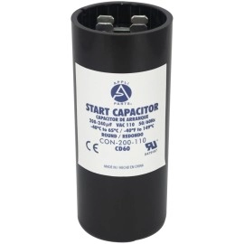 Appli Parts Motor Start Capacitor 200-240 Mfd (Microfarads) Uf 110-125 Vac Universal Fit For Electric Motor Applications 1-716 In Diameter 3-38 In Height Con-200-110