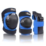 Jbm International Adult / Child Knee Pads Elbow Pads Wrist Guards 3 In 1 Protective Gear Set, Blue, Adults