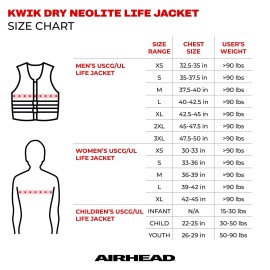 Airhead Adult Swoosh Kwik-Dry Neolite Flex Life Vest, Small, Blue