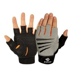 Bionic Glove Men's Premium Fitness Gloves w/ Natural Fit Technology, Gray/Orange (PAIR) , XX-Large
