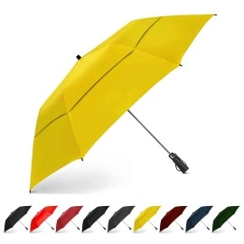 Eez-Y Golf Umbrella - 58 Inch Windproof Rain Umbrellas Wdouble Canopy - Compact, Portable Break Resistant For Travel - Yellow