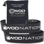 WOD Nation Muscle Floss Bands Recovery Band for Tack and Flossing Sore Muscles and Increasing Mobility : Stretch Band Includes Carrying Case (1 Black)