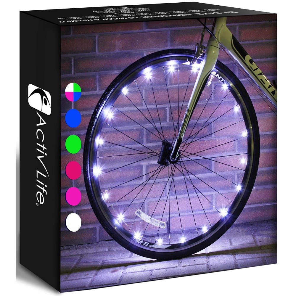 Activ Life Bike Lights, White, 1-Tire Pack Led Bicycle Christmas Lights For Wheels With Batteries Included, Fun Gift Ideas For Him And Her Presents, Popular Bicycle Decorations For Christmas
