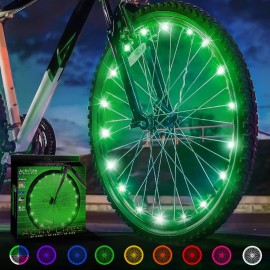 Activ Life Bike Lights, Green, 1-Tire Pack Led Bicycle Christmas Lights For Wheels With Batteries Included, Best Wheelchair & Top Baby Stroller Bicycle Accessory Gifts For Men, Women, Children & Teens