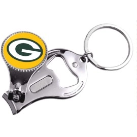 Nfl Green Bay Packers Multi-Function Keychain Includes: Nail Clipper Nail File And Bottle Opener