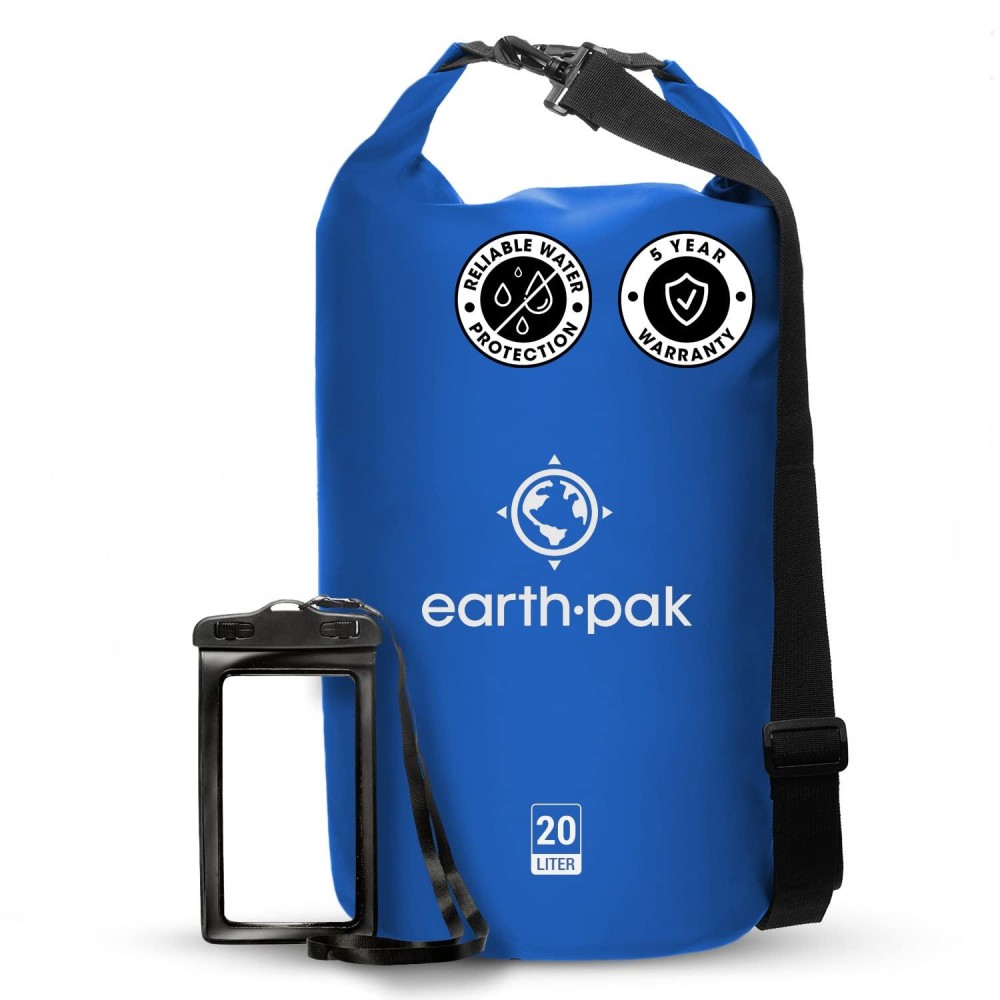 Earth Pak Waterproof Dry Bag - Roll Top Waterproof Backpack Sack Keeps Gear Dry For Kayaking, Beach, Rafting, Boating, Hiking, Camping And Fishing With Waterproof Phone Case