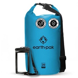 Earth Pak Waterproof Dry Bag - Roll Top Waterproof Backpack Sack Keeps Gear Dry For Kayaking, Beach, Rafting, Boating, Hiking, Camping And Fishing With Waterproof Phone Case